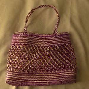 Oaxaca Mexican Handy craft bag, Diamond Grid, handwoven plastic